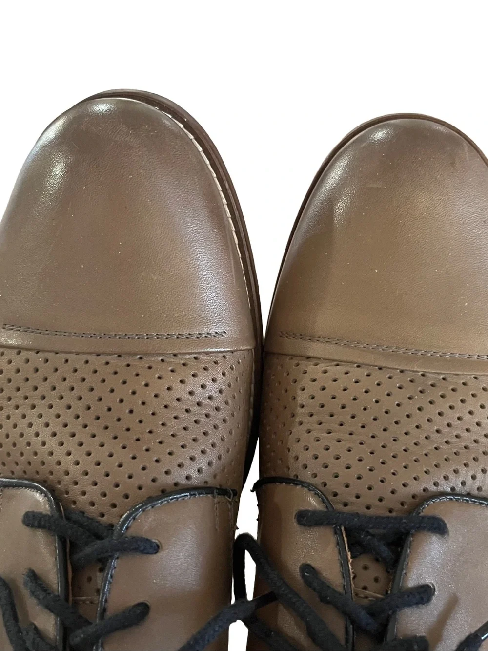Penny Luck Dreamer Men's Gray Brown Sz 10 Leather Oxford Shoe EUC